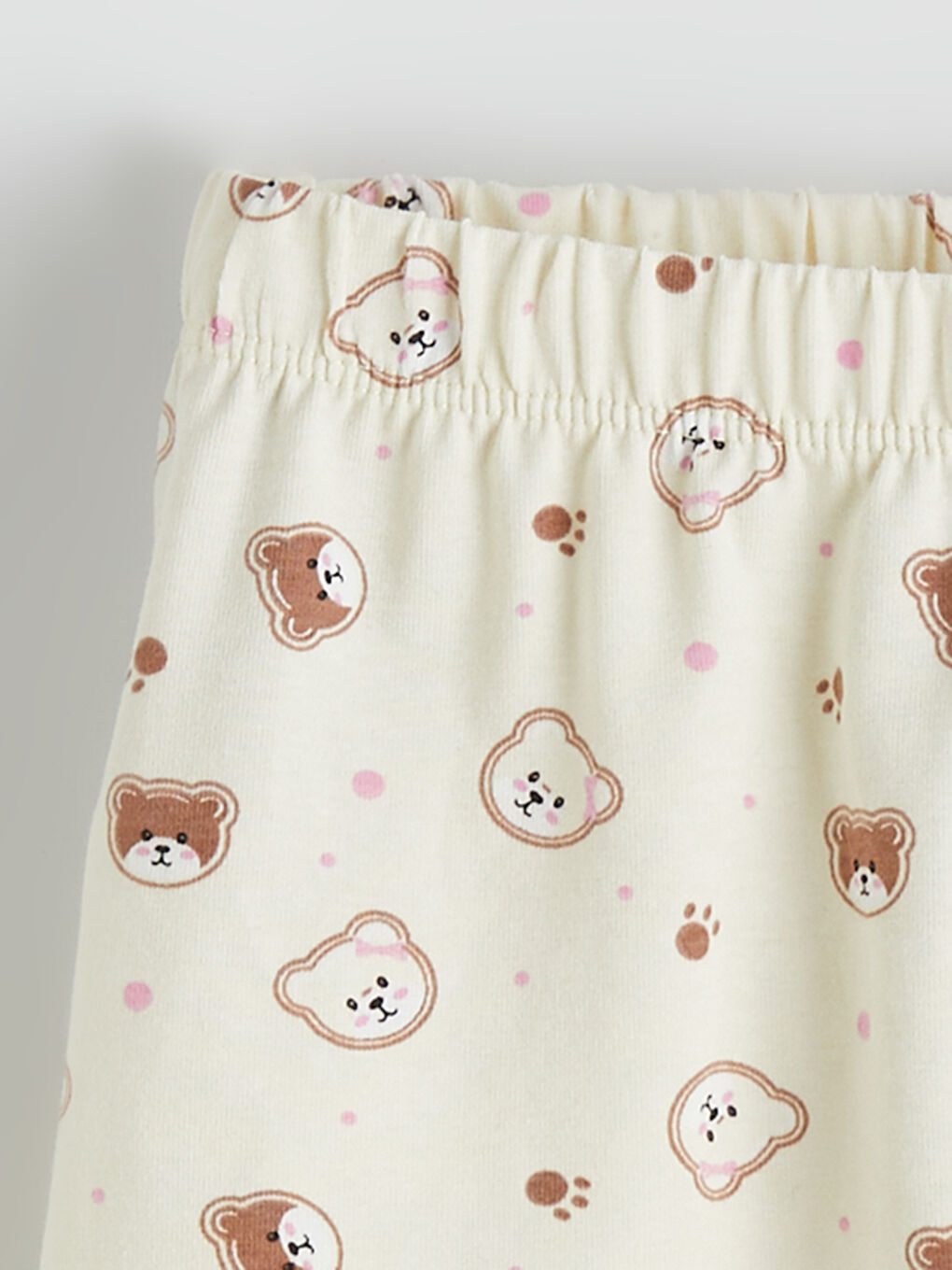 Ekru Baskılı Penye Kız Çocuk Pijama Alt-1