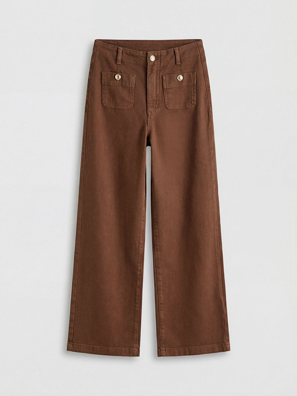 Kahverengi Wideleg Kadın Jean Pantolon	