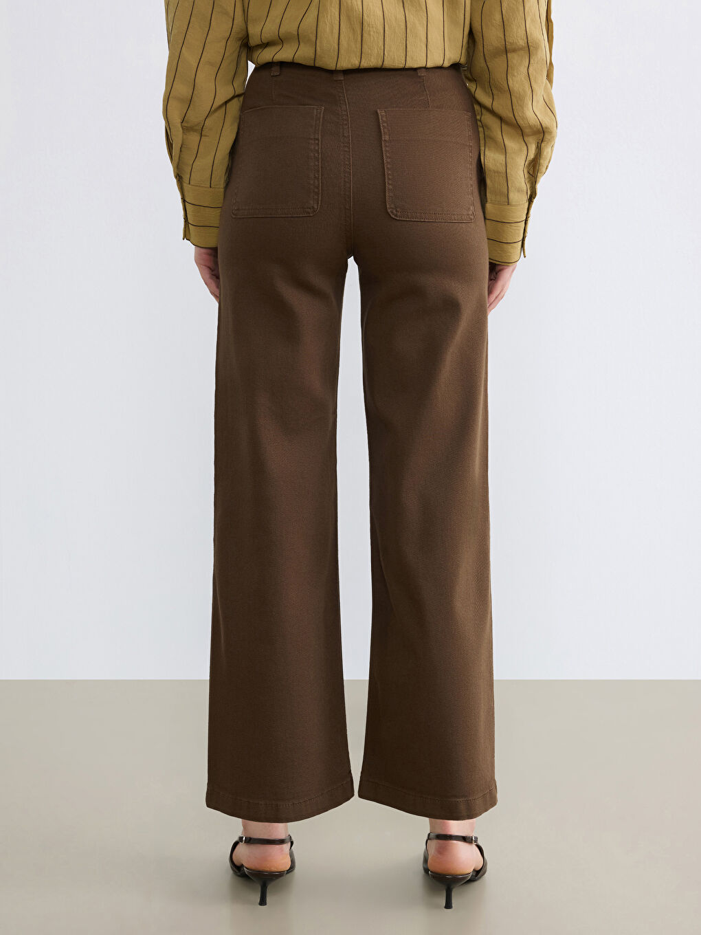 Kahverengi Wideleg Kadın Jean Pantolon	-3