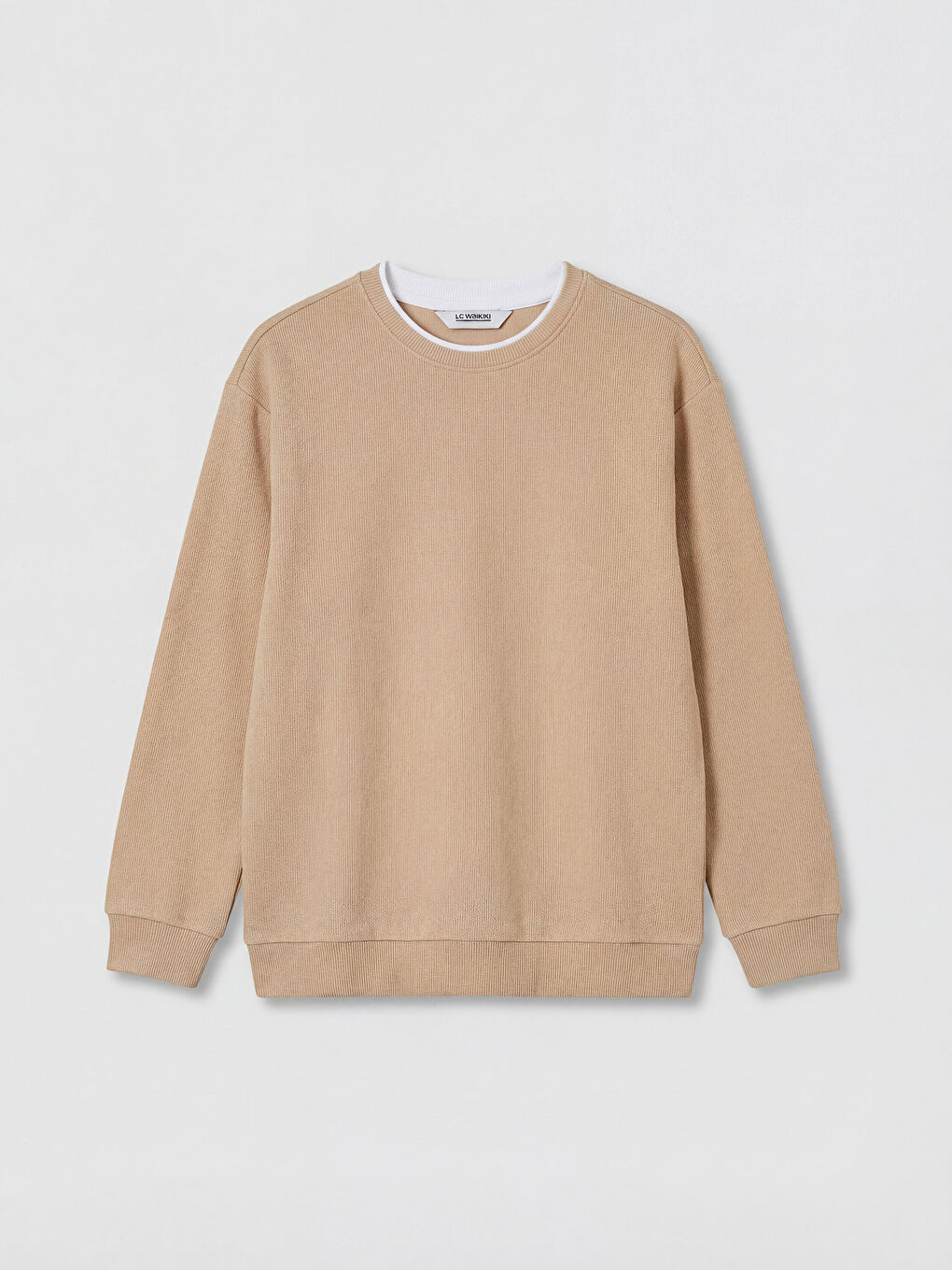 Kahverengi Bisiklet Yaka Erkek Çocuk Dokulu Tişört