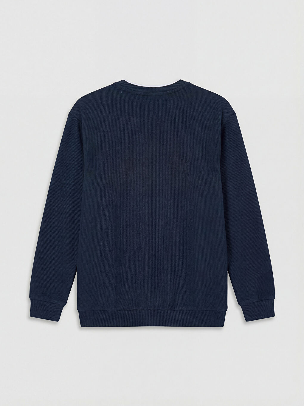 Lacivert Bisiklet Yaka Erkek Çocuk Dokulu Tişört-1