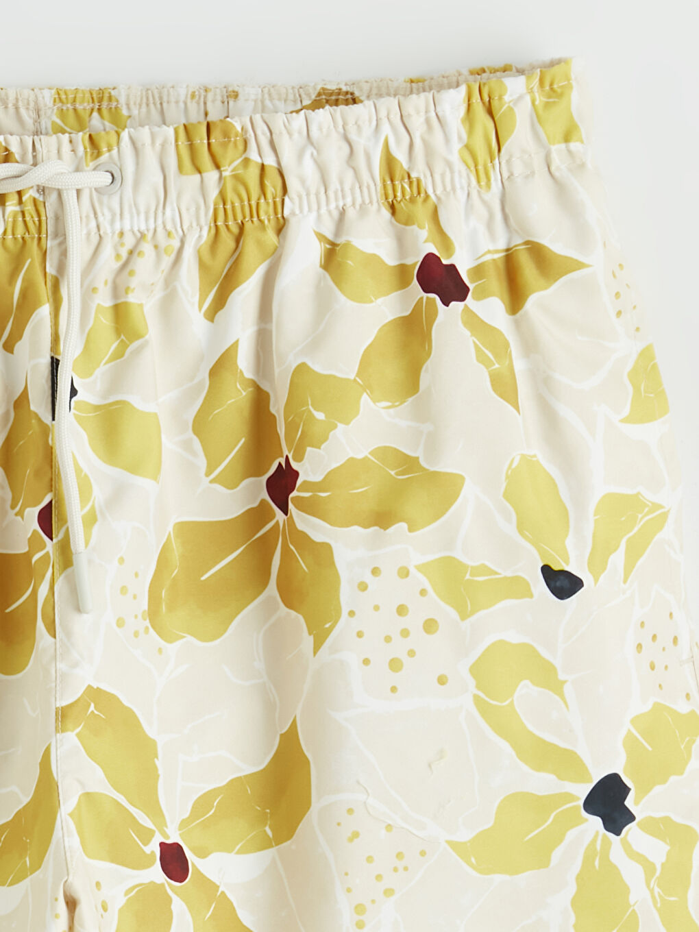 Sarı Kısa Boy Desenli Erkek Deniz Şortu-5