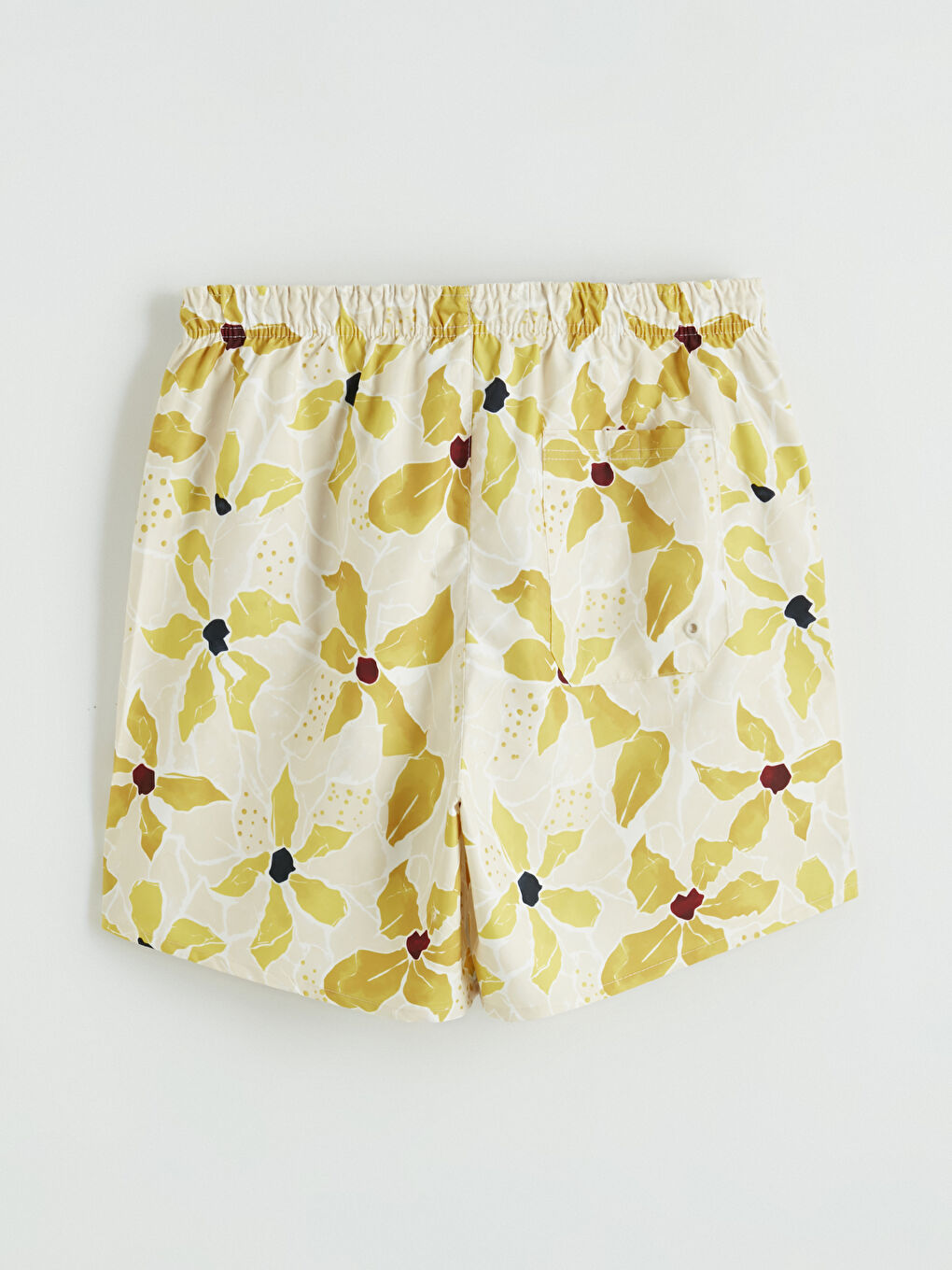 Sarı Kısa Boy Desenli Erkek Deniz Şortu-7
