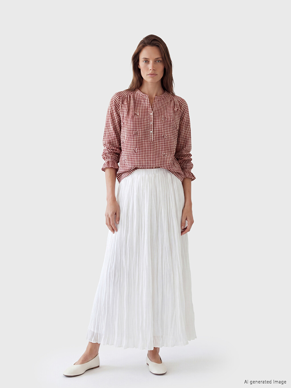 Notch Neck Embroidered Blouse-1