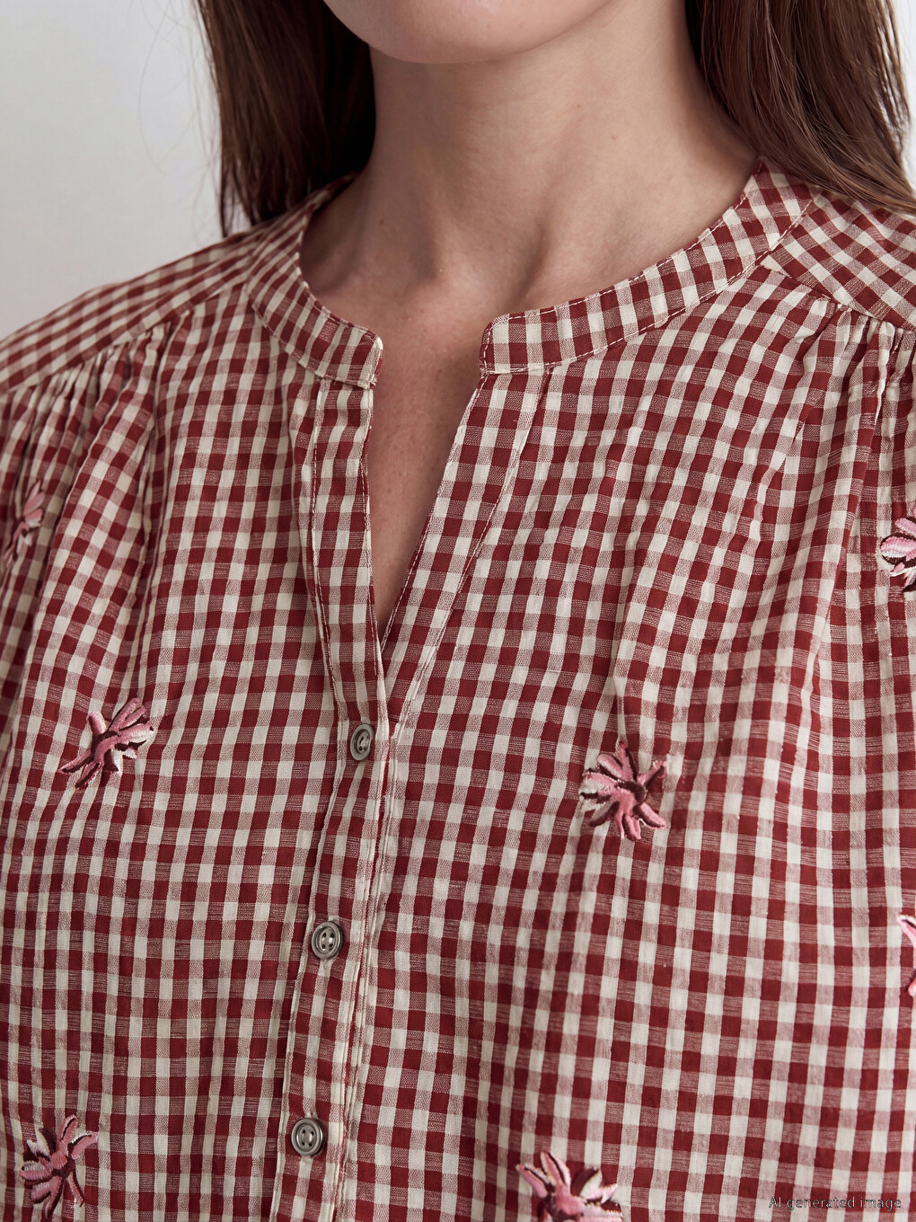 Notch Neck Embroidered Blouse-2