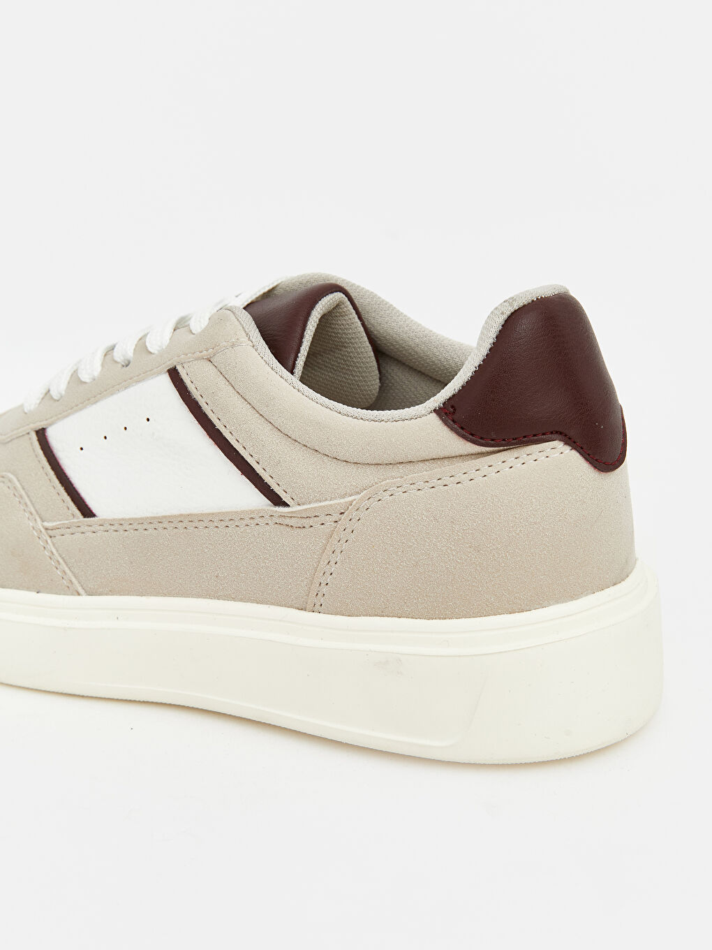 Bej Deri Görünümlü Kadın Spor Ayakkabı-4