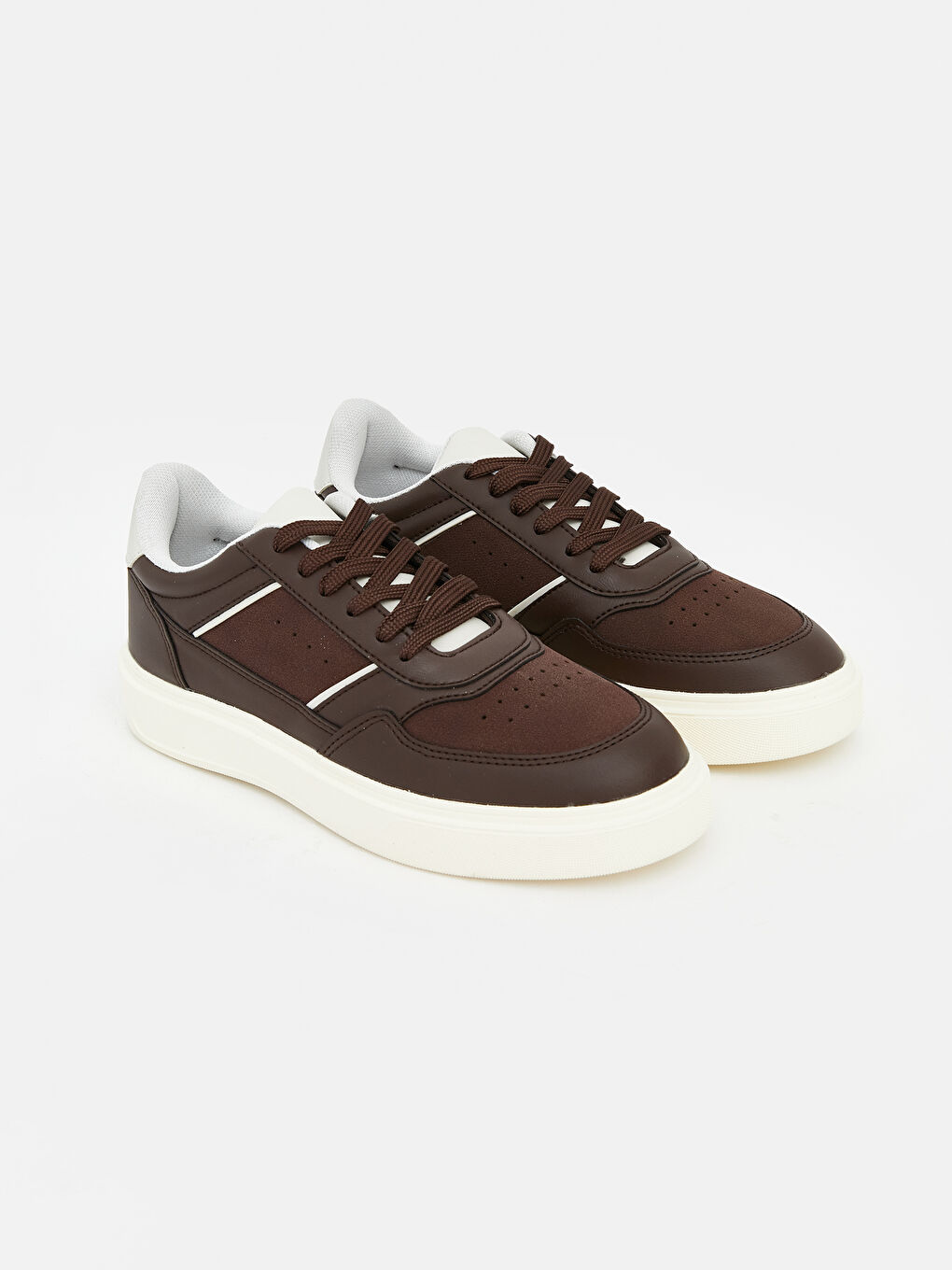 Kahverengi Deri Görünümlü Kadın Spor Ayakkabı