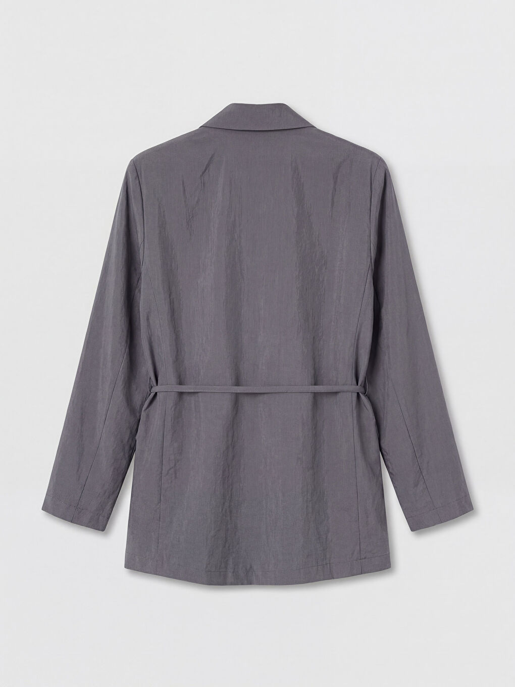 Gri Kuşaklı Kadın Blazer Ceket-1