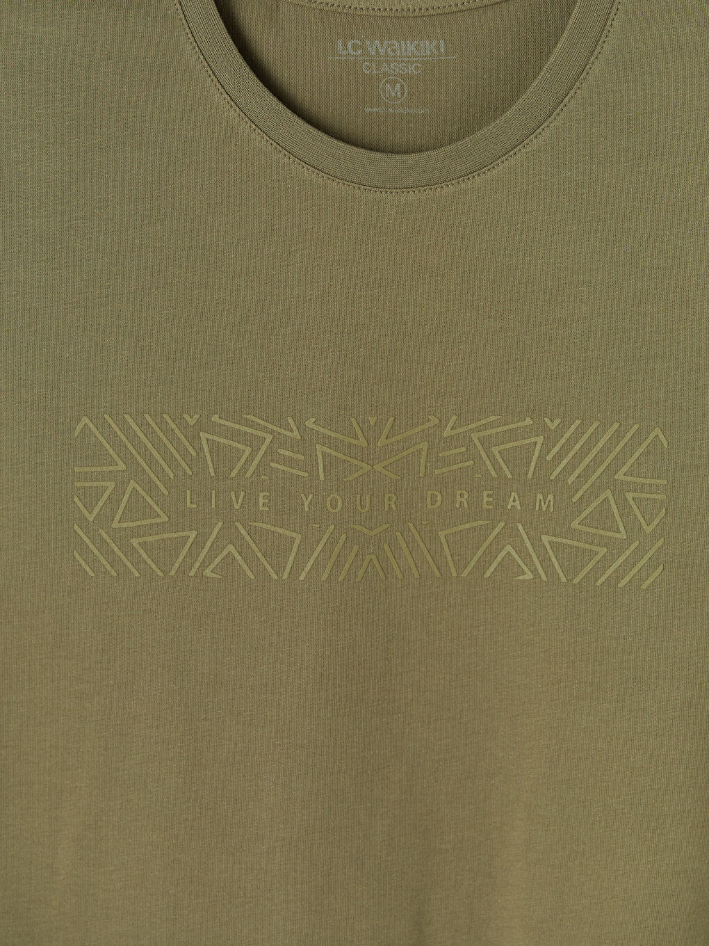 Haki Bisiklet Yaka Baskılı Erkek Kolsuz Tişört-2