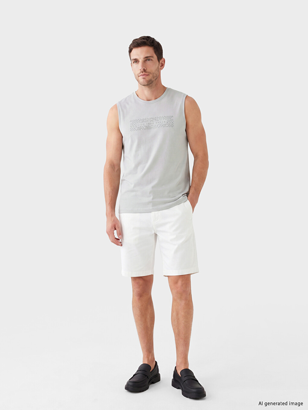 Crew Neck Printed Men's Sleeveless T-Shirt-1