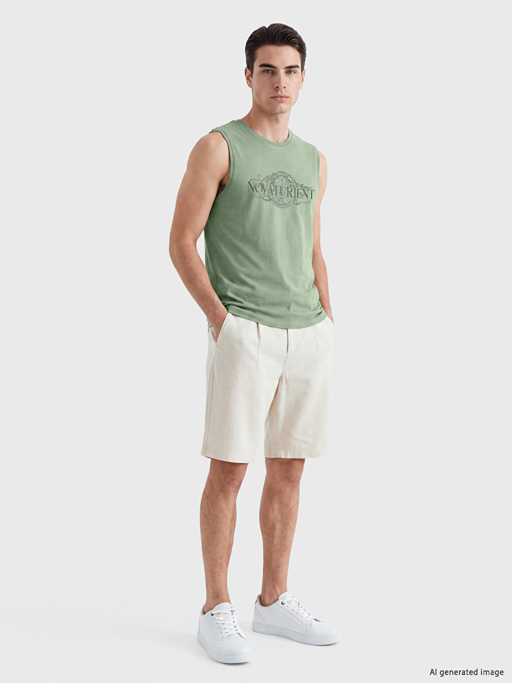 Standard Fit Crew Neck Printed Men's Tank Top-1