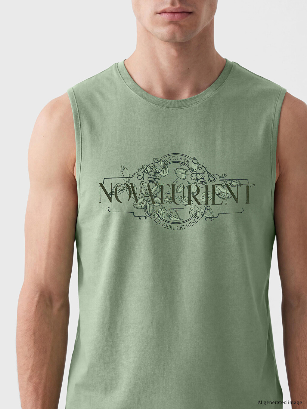 Standard Fit Crew Neck Printed Men's Tank Top-2