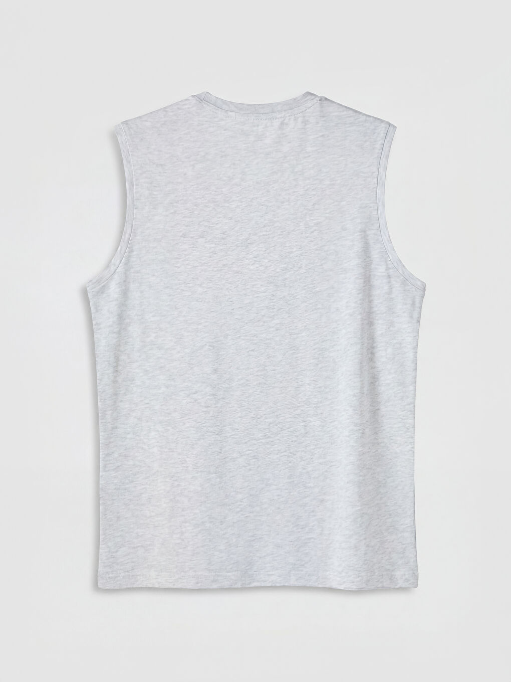 Bej Bisiklet Yaka Baskılı Erkek Kolsuz Tişört-1