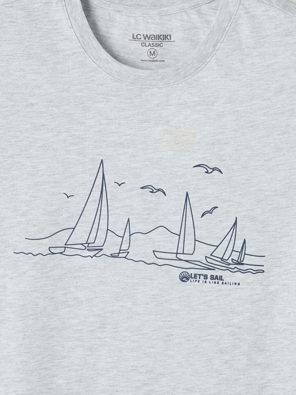 Bej Bisiklet Yaka Baskılı Erkek Kolsuz Tişört-2