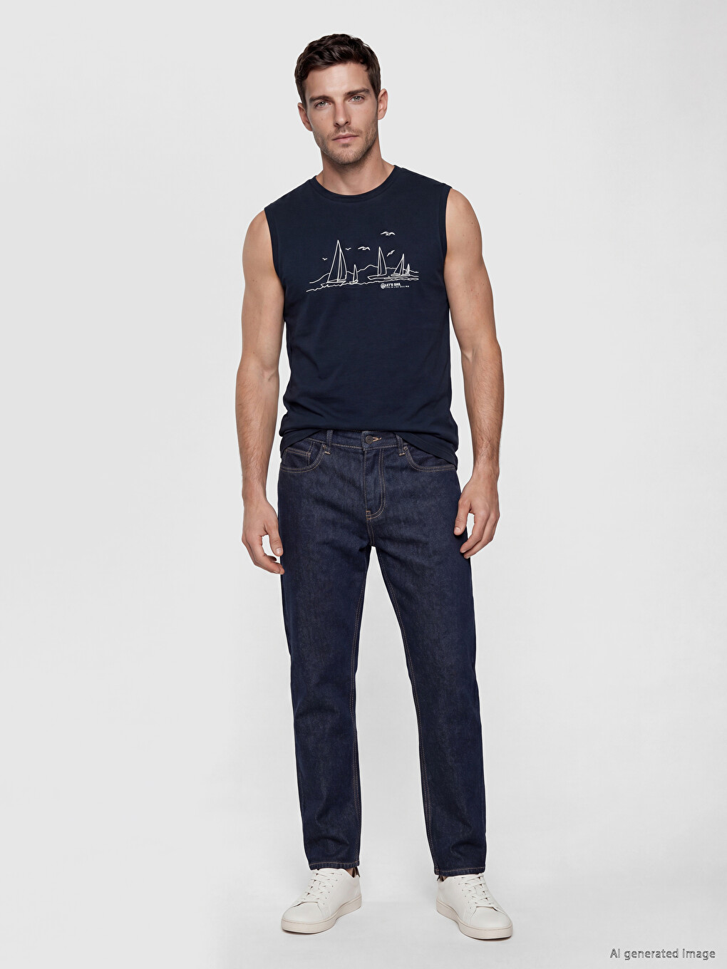 Crew Neck Printed Men's Tank Top-1