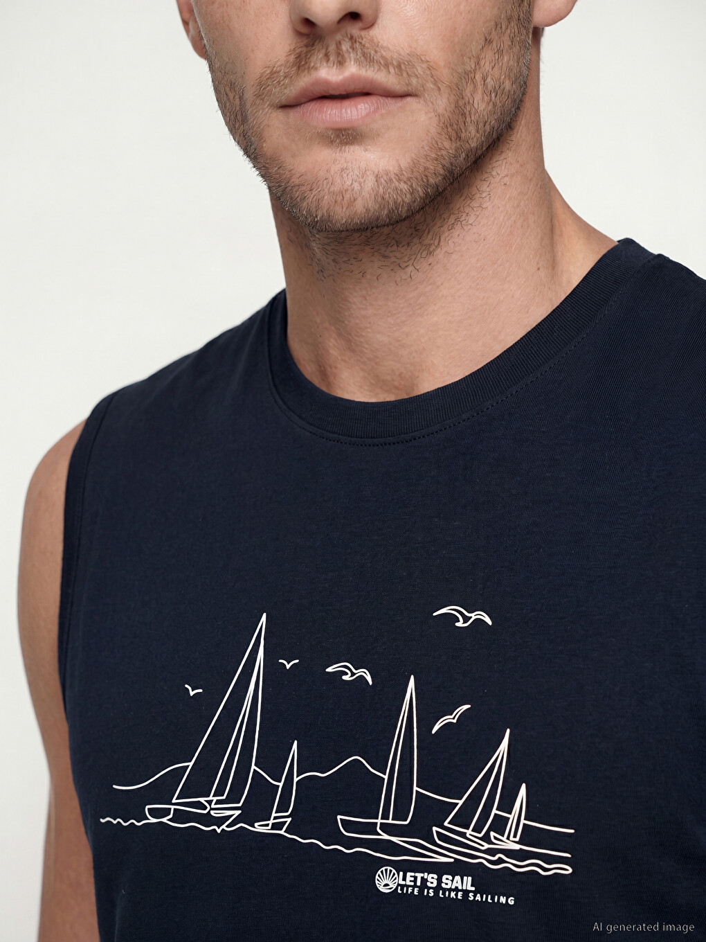 Crew Neck Printed Men's Tank Top-2