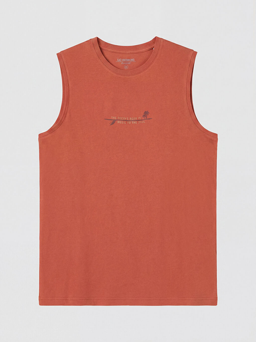 Turuncu Bisiklet Yaka Baskılı Erkek Kolsuz Tişört