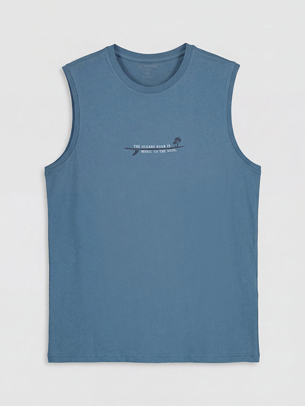 İndigo Bisiklet Yaka Baskılı Erkek Kolsuz Tişört