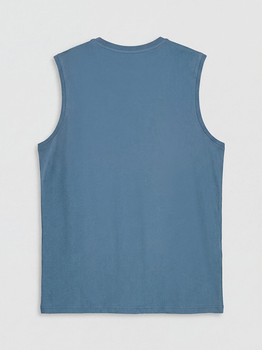 İndigo Bisiklet Yaka Baskılı Erkek Kolsuz Tişört-1