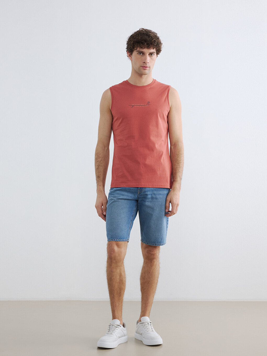 Crew Neck Printed Men's Sleeveless T-Shirt-1