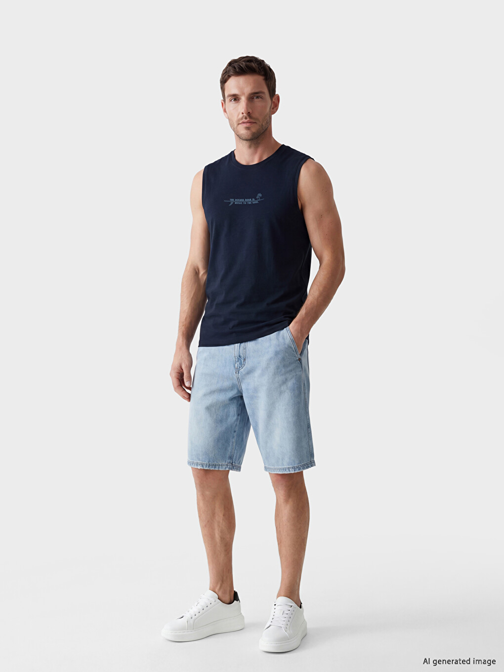 Crew Neck Printed Men's Sleeveless T-Shirt-1