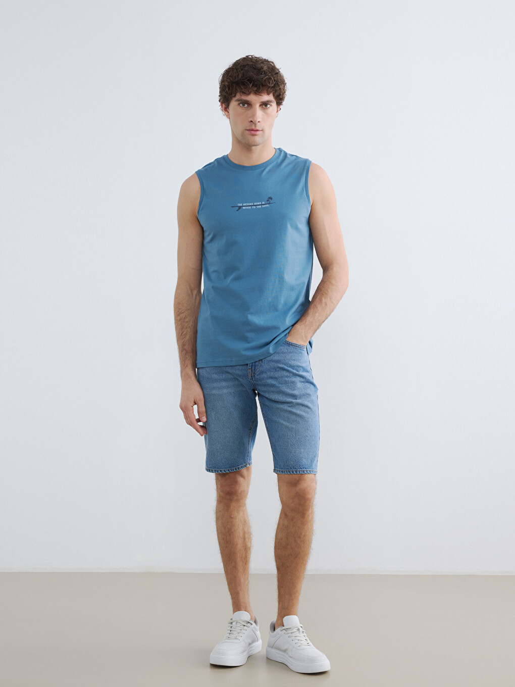 Crew Neck Printed Men's Sleeveless T-Shirt-1