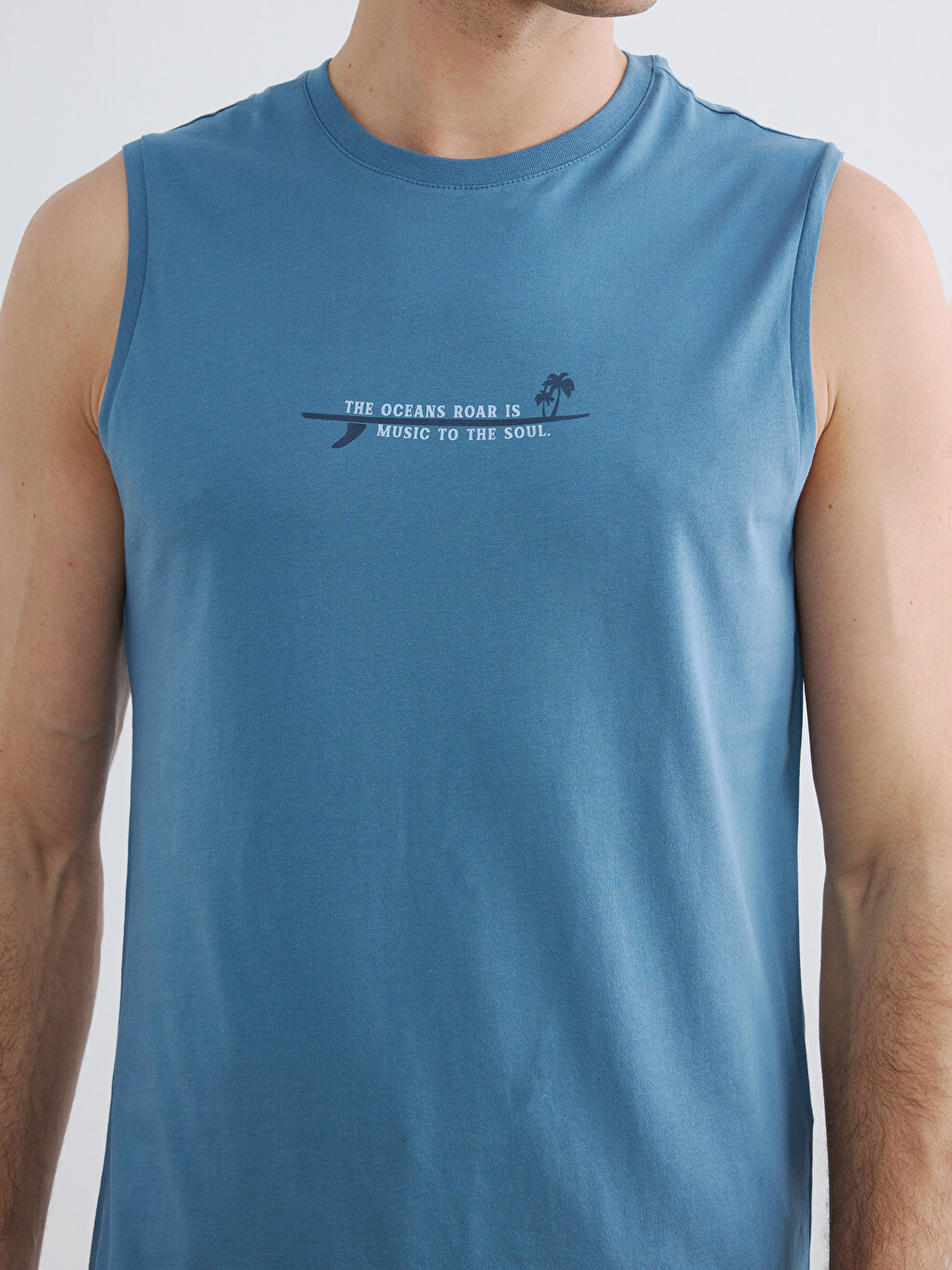 Crew Neck Printed Men's Sleeveless T-Shirt-2