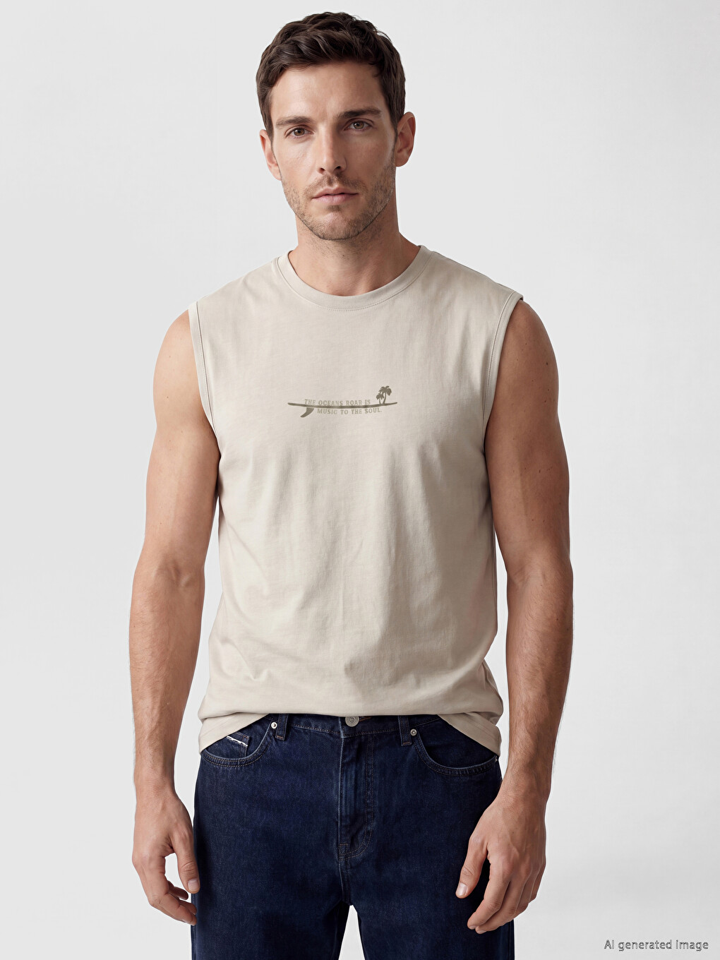 Crew Neck Printed Men's Tank Top
