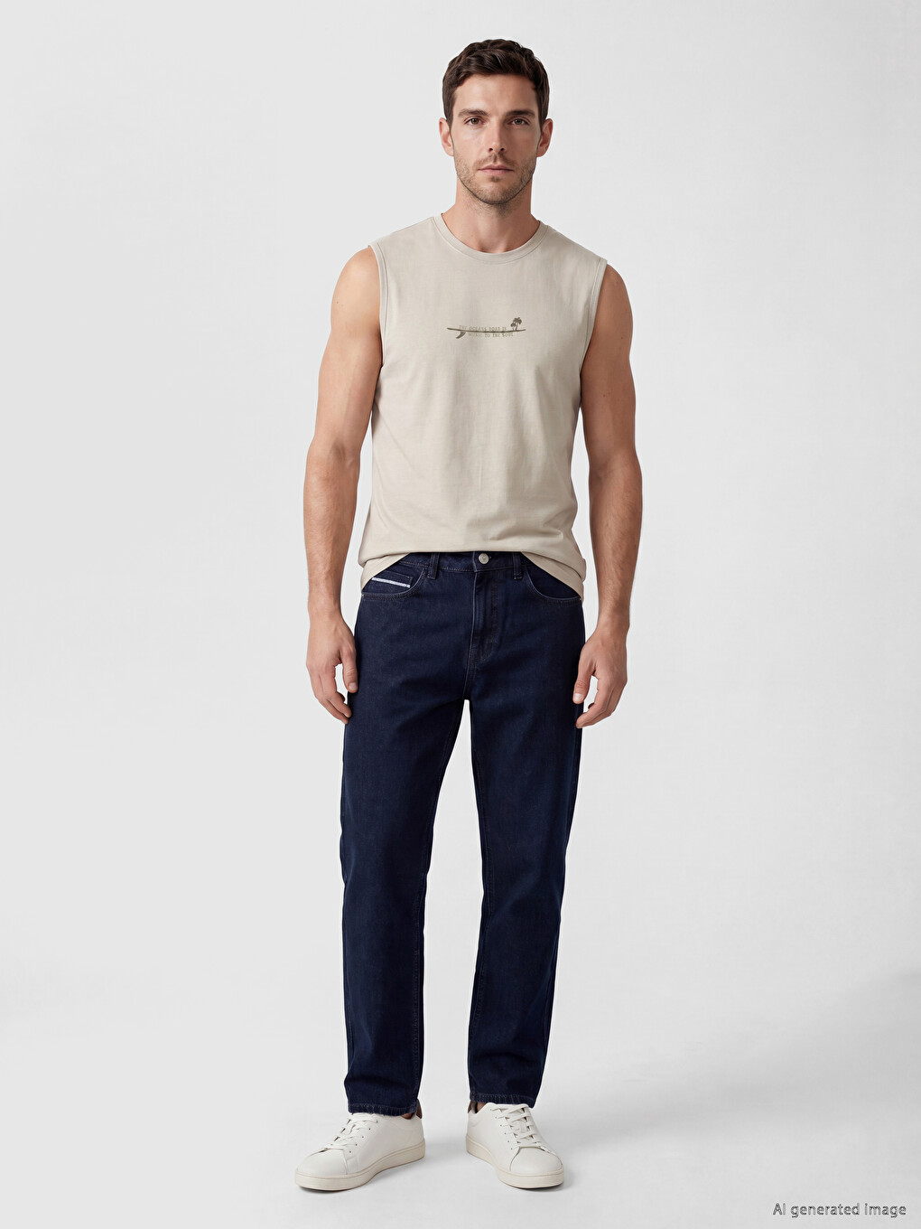 Crew Neck Printed Men's Tank Top-1