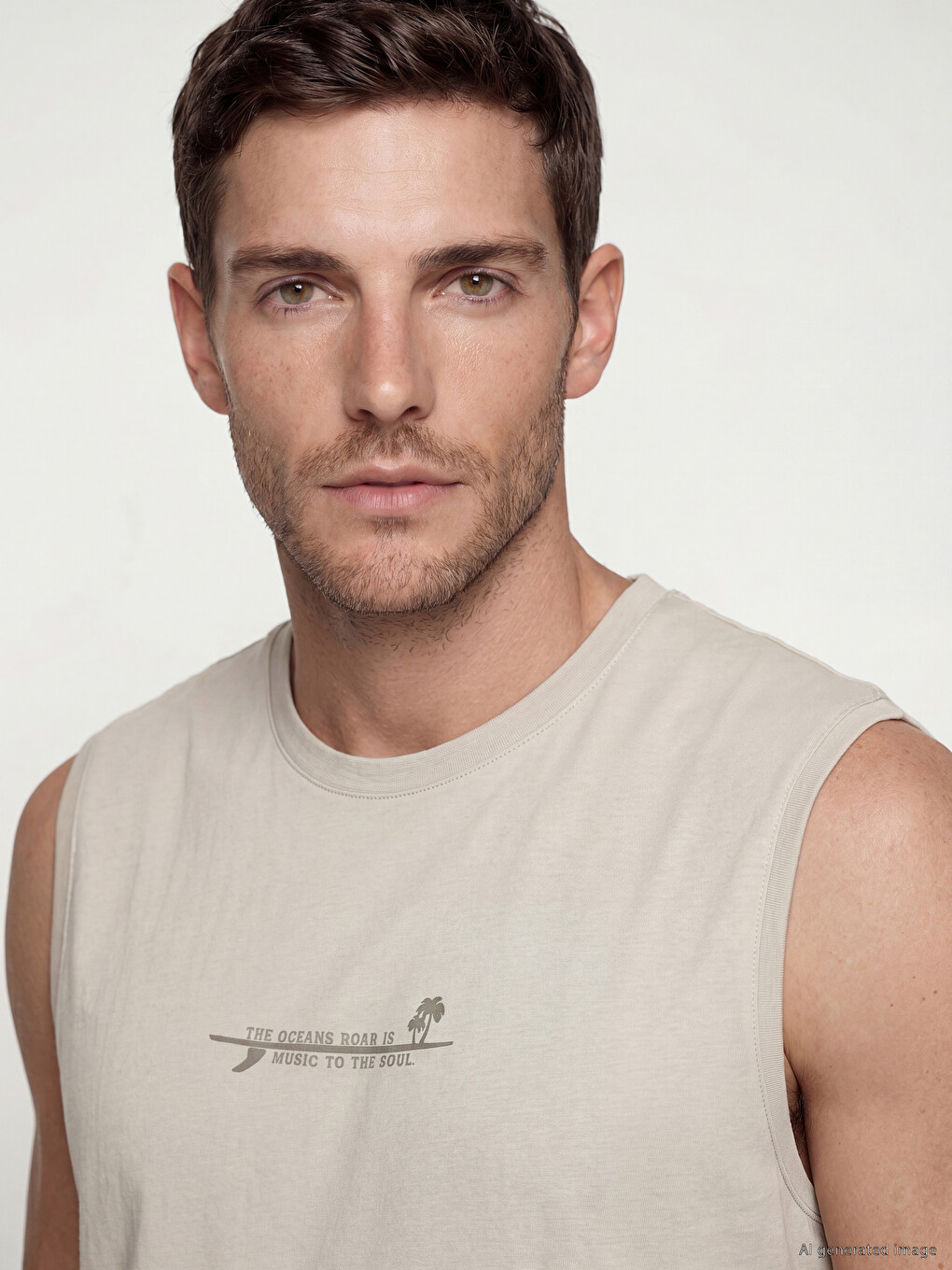 Crew Neck Printed Men's Tank Top-2