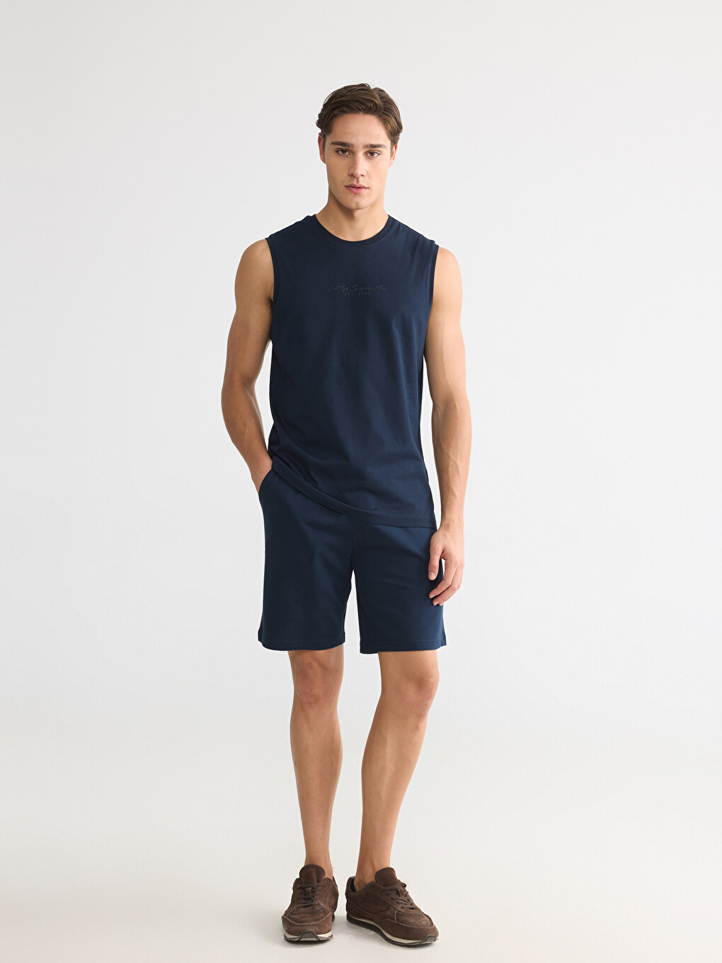 Crew Neck Printed Men's Sleeveless T-Shirt-1