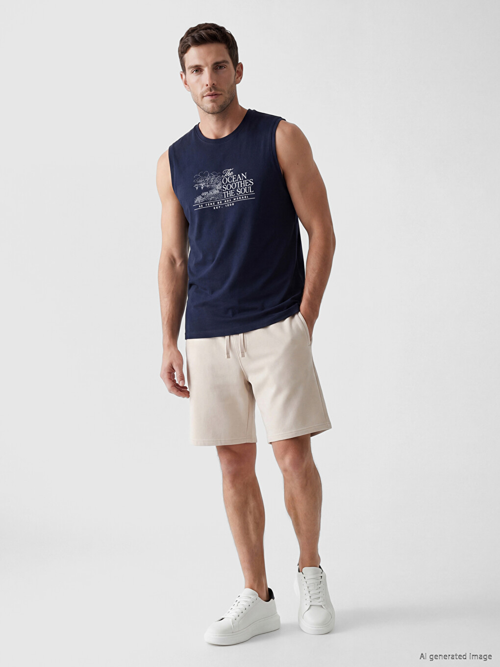 Crew Neck Printed Men's Sleeveless T-Shirt-1