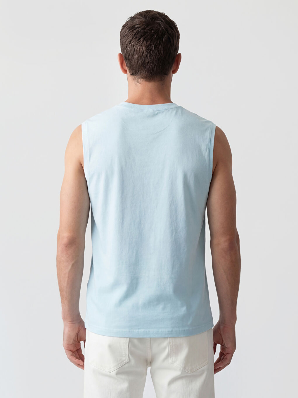 Mavi Bisiklet Yaka Ibiza Baskılı  Erkek Kolsuz Tişört-2