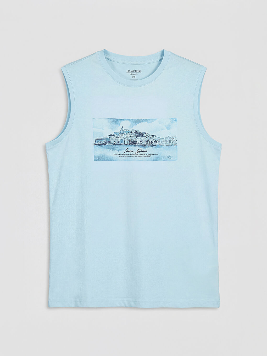 Mavi Bisiklet Yaka Ibiza Baskılı  Erkek Kolsuz Tişört-4