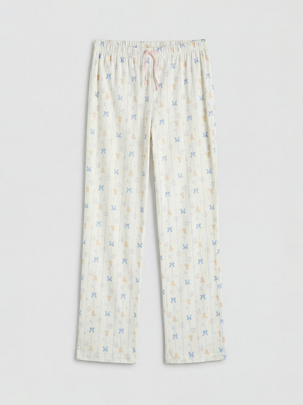 Ekru Gömlek Yaka Desenli Hamile Pijama Takım-3