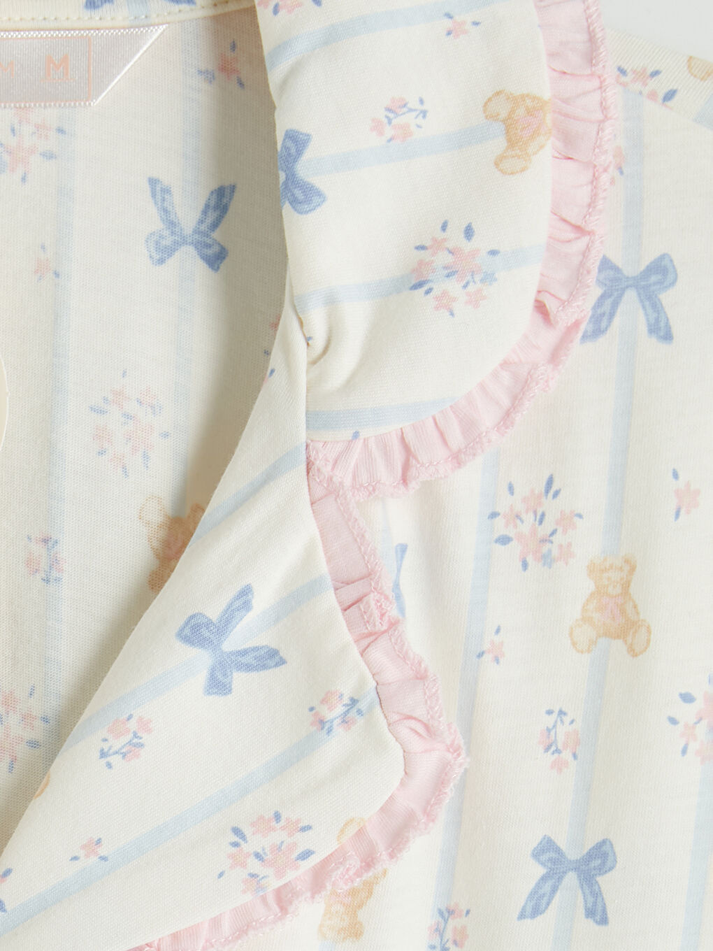 Ekru Gömlek Yaka Desenli Hamile Pijama Takım-5