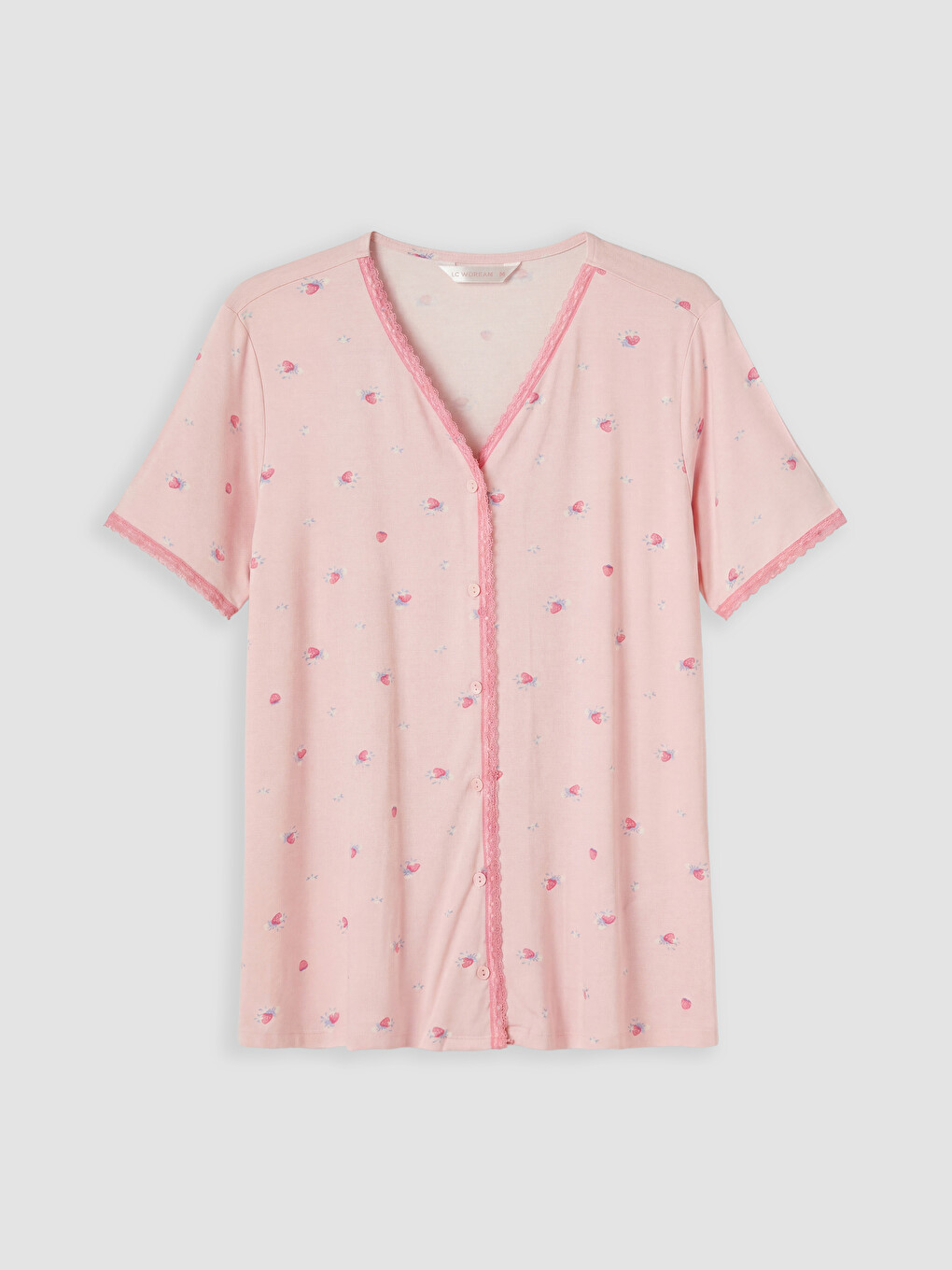 Pembe V Yaka Hamile Şortlu Pijama Takımı-1