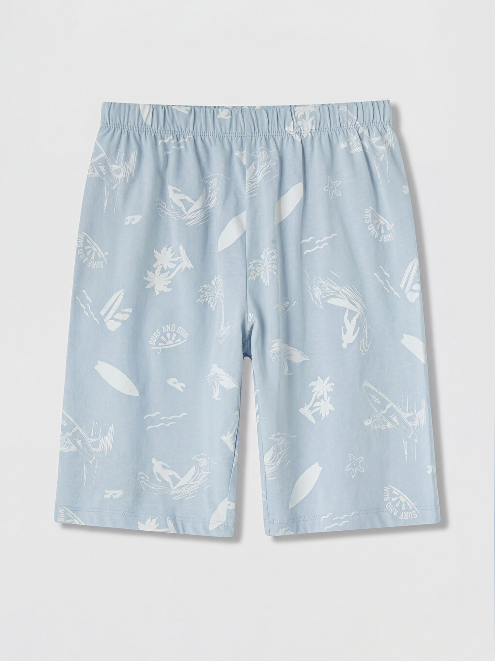 Mavi Baskılı Erkek Çocuk Pijama Şort 2'li-4