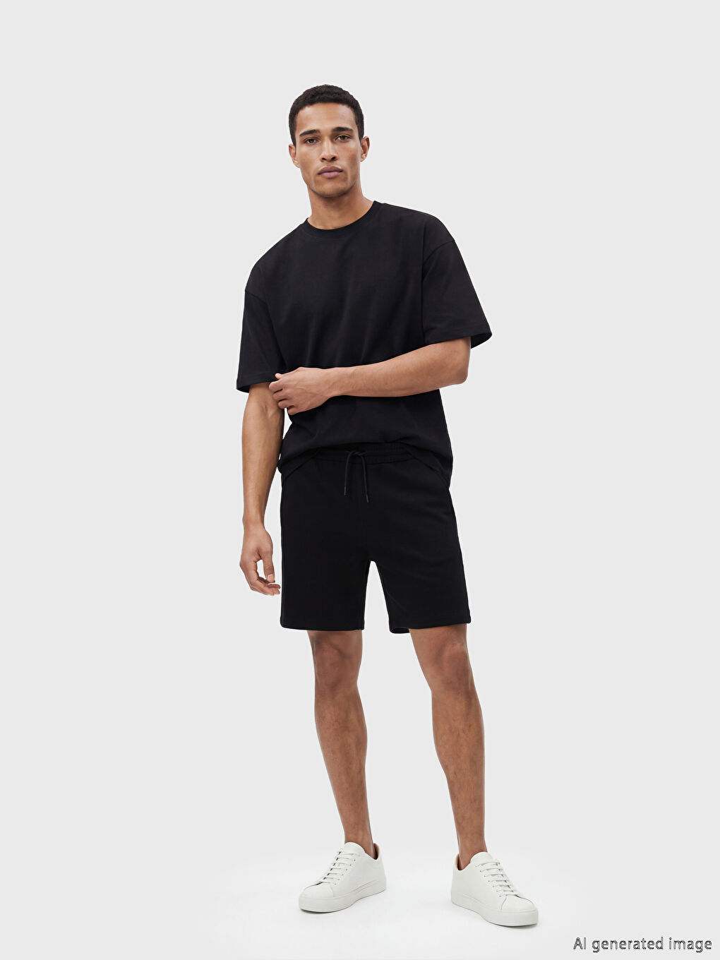 Siyah Standart Kalıp Erkek Şort
