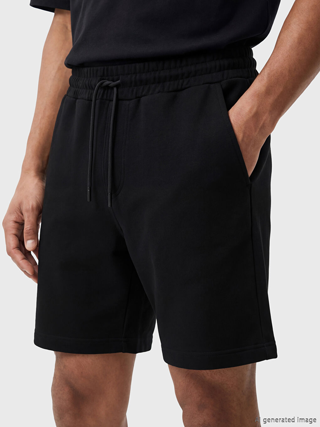 Siyah Standart Kalıp Erkek Şort-2