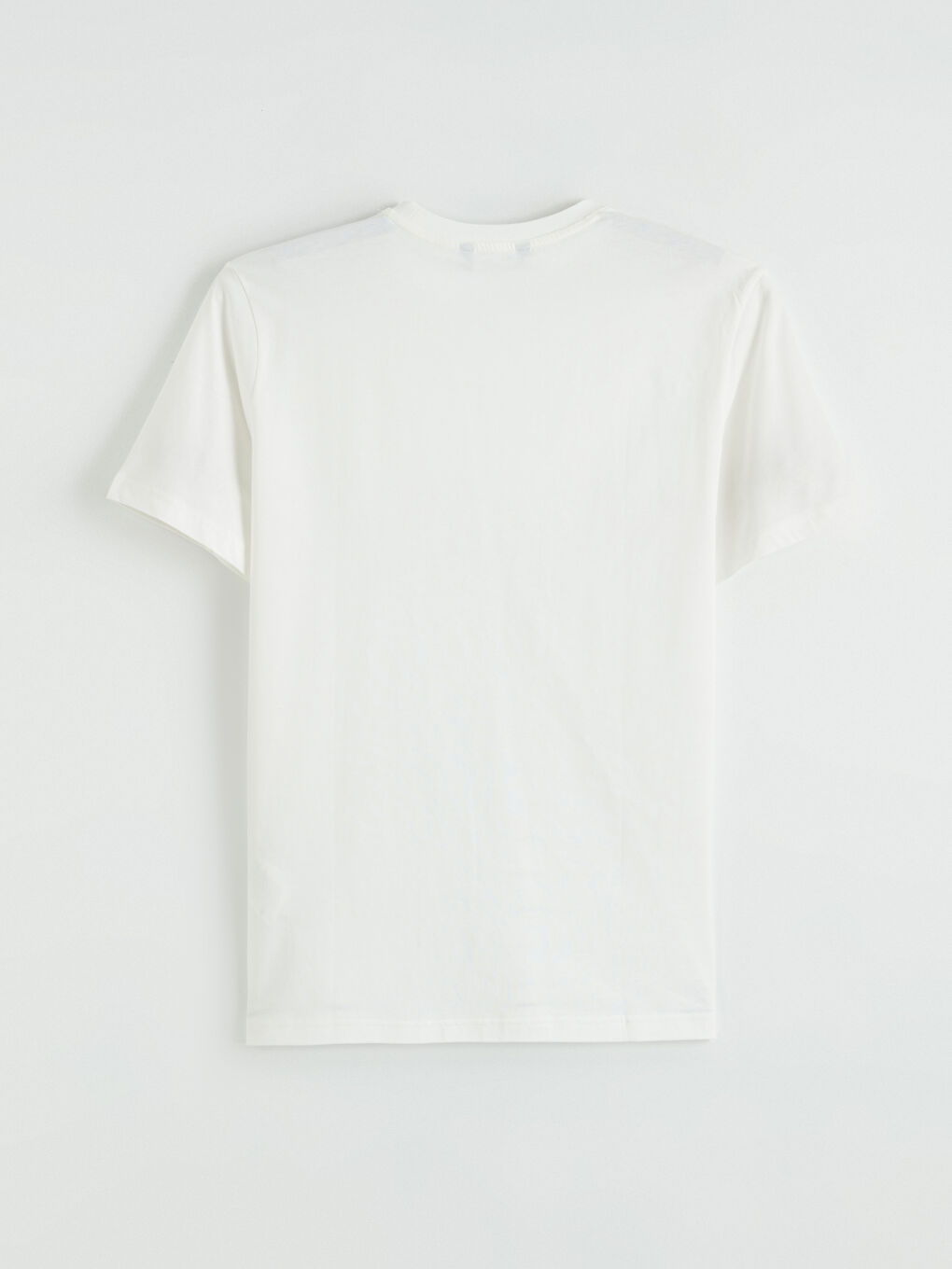 Ekru Bisiklet Yaka Çizgili Penye Erkek Tişört-2