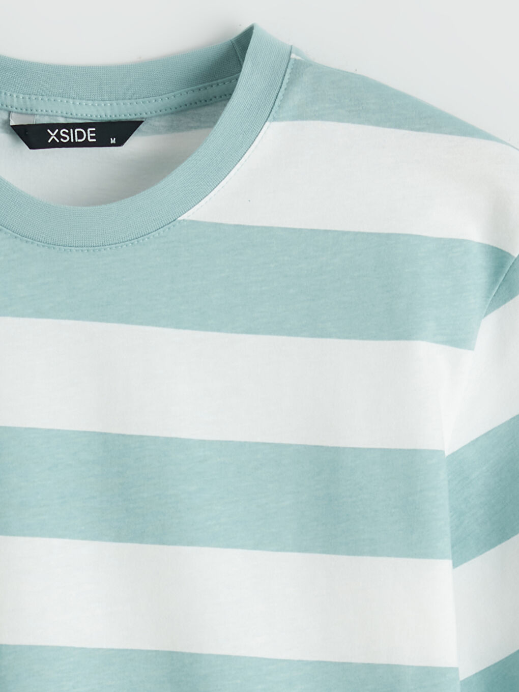 Mavi Bisiklet Yaka Çizgili Penye Erkek Tişört-1