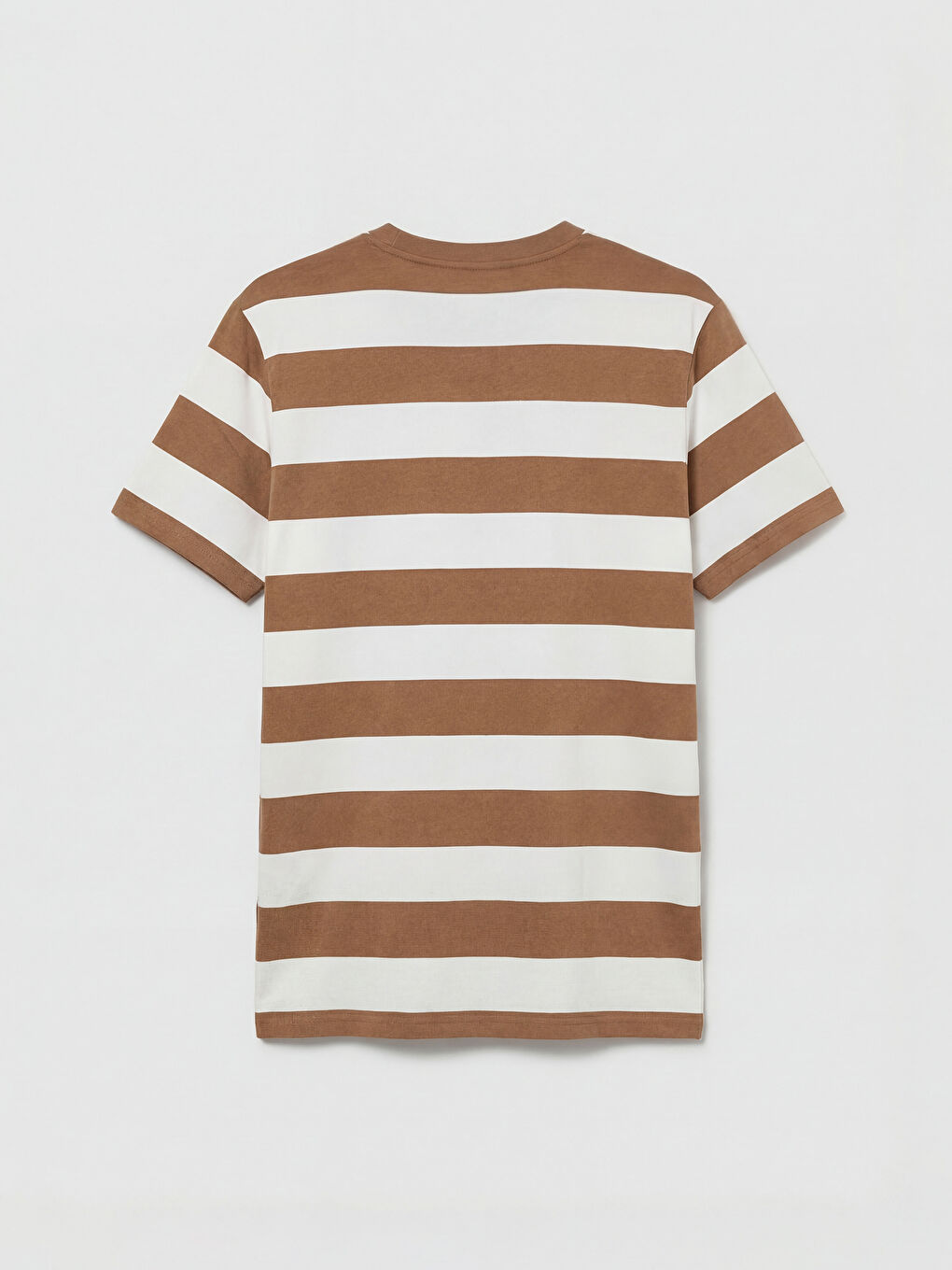 Kahverengi Bisiklet Yaka Çizgili Erkek Penye Tişört-1