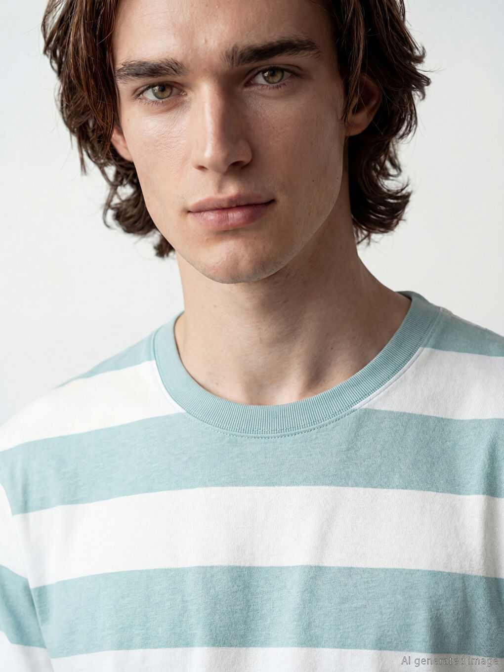 Mavi Bisiklet Yaka Çizgili Erkek Penye Tişört-2