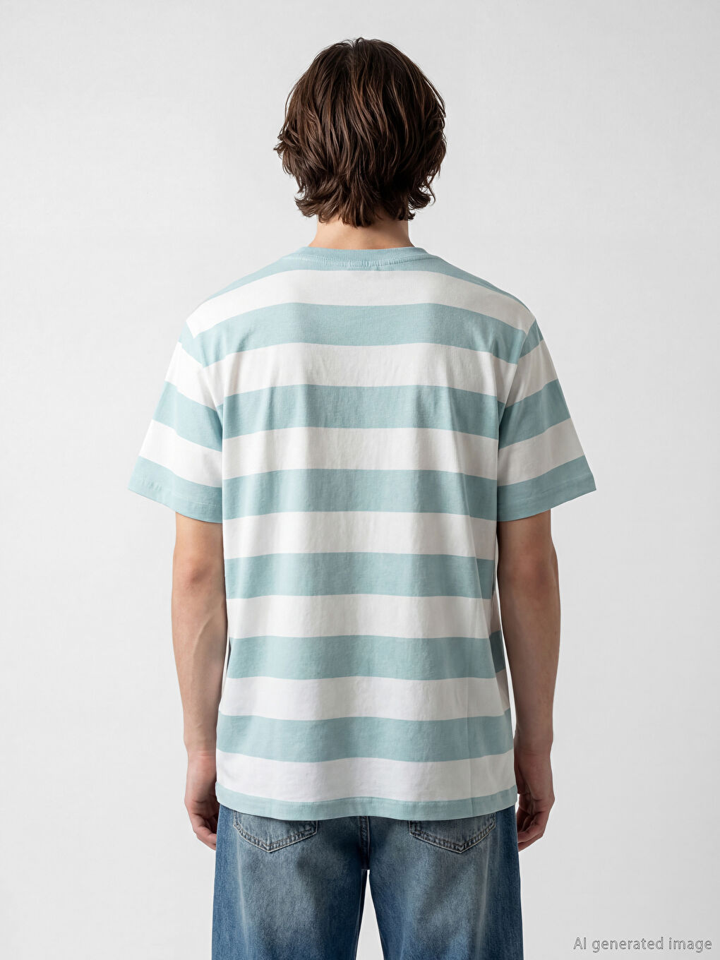 Mavi Bisiklet Yaka Çizgili Erkek Penye Tişört-3