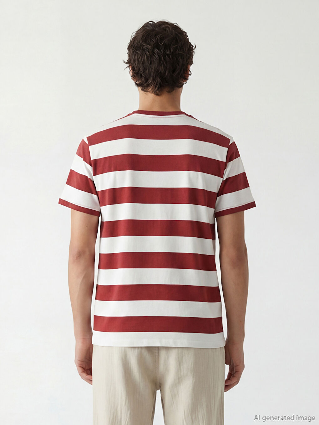 Bordo Bisiklet Yaka Çizgili Erkek Penye Tişört-2