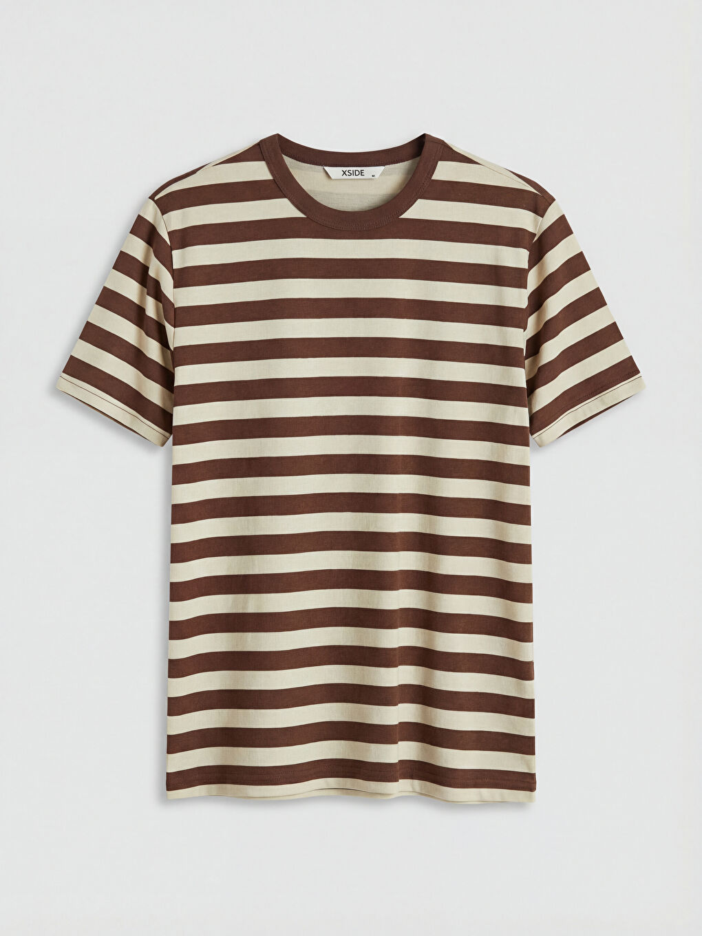 Kahverengi Bisiklet Yaka Çizgili Erkek Tişört		
