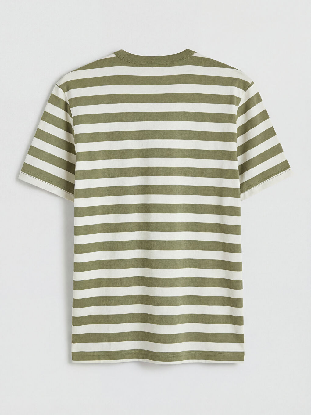 Haki Bisiklet Yaka Çizgili Erkek Tişört		
-1