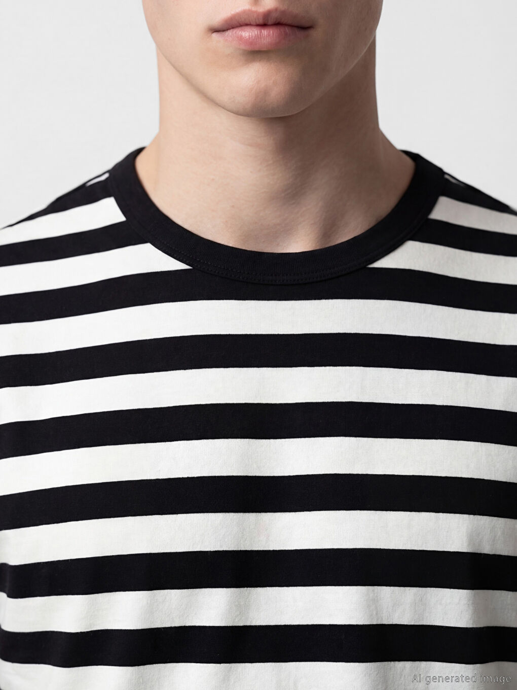 Siyah Bisiklet Yaka Çizgili Erkek Tişört		
-2