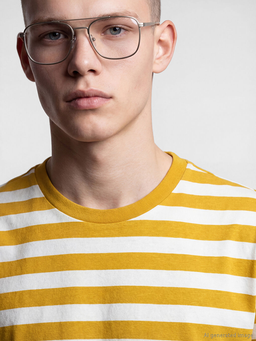 Sarı Bisiklet Yaka Çizgili Erkek Tişört		
-2